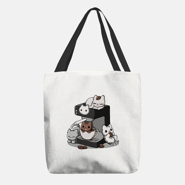 Cat Coffee Machine-None-Basic Tote-Bag-Vallina84