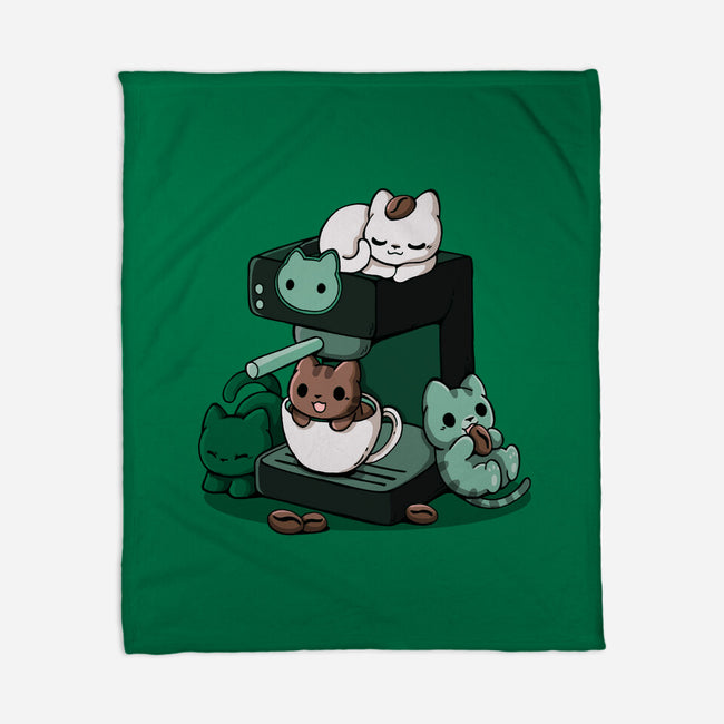 Cat Coffee Machine-None-Fleece-Blanket-Vallina84