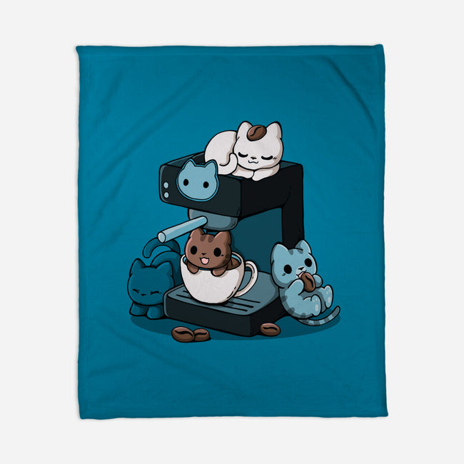 Cat Coffee Machine-None-Fleece-Blanket-Vallina84