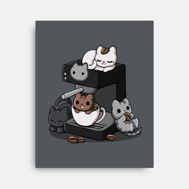 Cat Coffee Machine-None-Stretched-Canvas-Vallina84