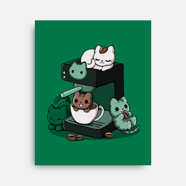 Cat Coffee Machine-None-Stretched-Canvas-Vallina84