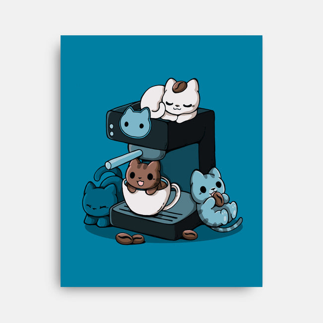 Cat Coffee Machine-None-Stretched-Canvas-Vallina84