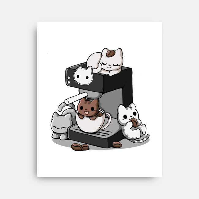 Cat Coffee Machine-None-Stretched-Canvas-Vallina84
