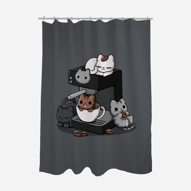 Cat Coffee Machine-None-Polyester-Shower Curtain-Vallina84