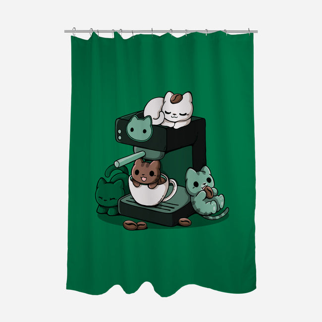 Cat Coffee Machine-None-Polyester-Shower Curtain-Vallina84