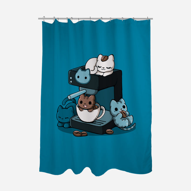 Cat Coffee Machine-None-Polyester-Shower Curtain-Vallina84
