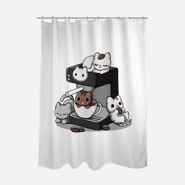 Cat Coffee Machine-None-Polyester-Shower Curtain-Vallina84