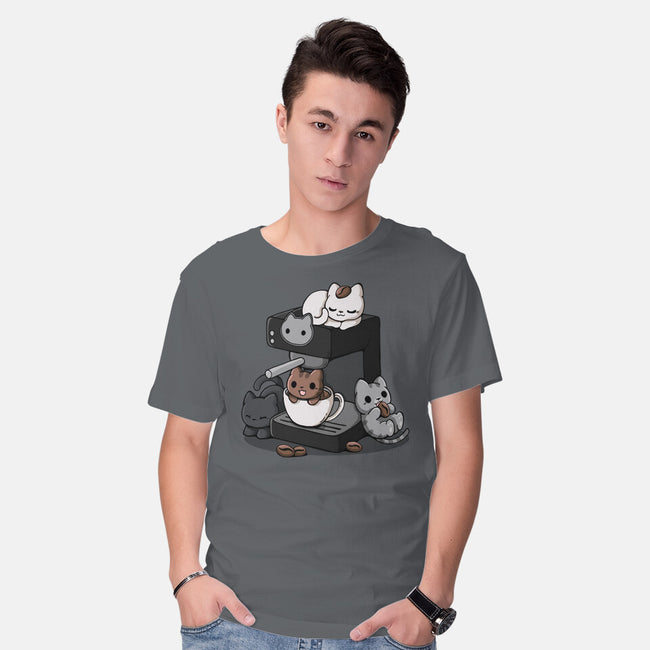 Cat Coffee Machine-Mens-Basic-Tee-Vallina84