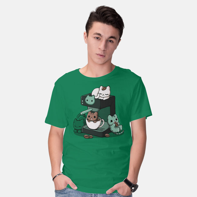 Cat Coffee Machine-Mens-Basic-Tee-Vallina84