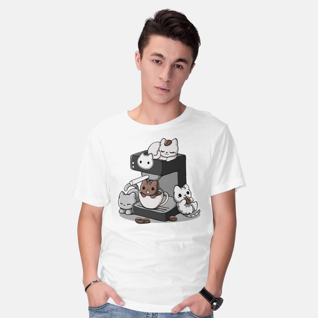 Cat Coffee Machine-Mens-Basic-Tee-Vallina84