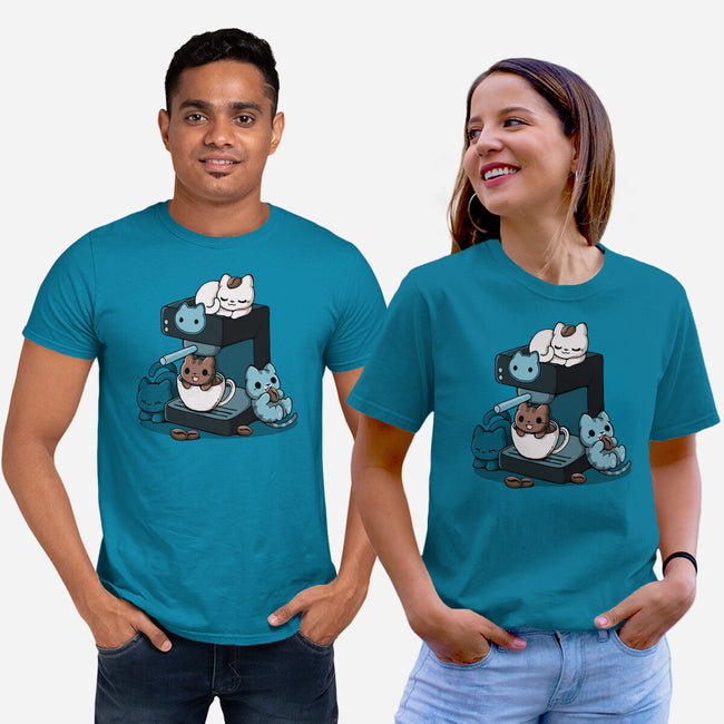 Cat Coffee Machine-Unisex-Basic-Tee-Vallina84
