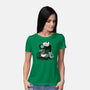 Cat Coffee Machine-Womens-Basic-Tee-Vallina84