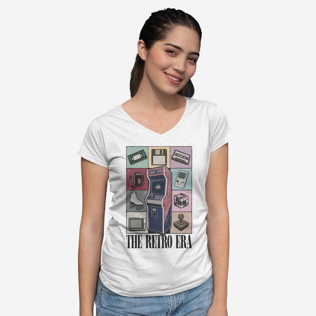 The Retro Era-Womens-V-Neck-Tee-NMdesign