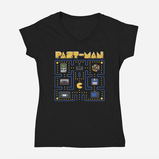 Past-Man-Womens-V-Neck-Tee-NMdesign
