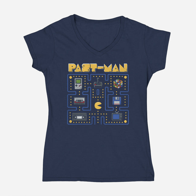 Past-Man-Womens-V-Neck-Tee-NMdesign