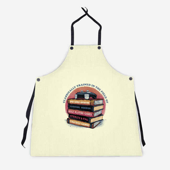 Classically Trained In Video Games-Unisex-Kitchen-Apron-glitchygorilla