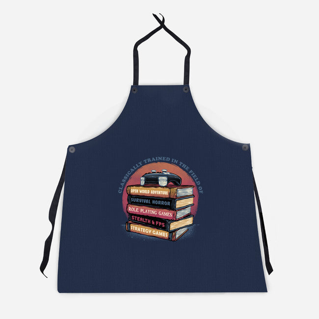 Classically Trained In Video Games-Unisex-Kitchen-Apron-glitchygorilla