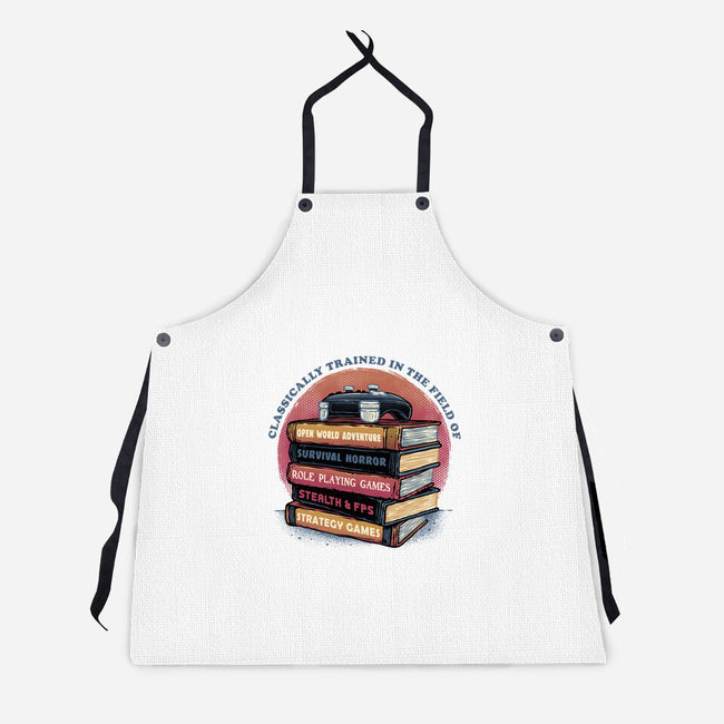 Classically Trained In Video Games-Unisex-Kitchen-Apron-glitchygorilla