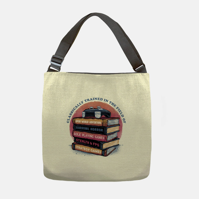 Classically Trained In Video Games-None-Adjustable Tote-Bag-glitchygorilla
