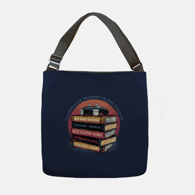Classically Trained In Video Games-None-Adjustable Tote-Bag-glitchygorilla