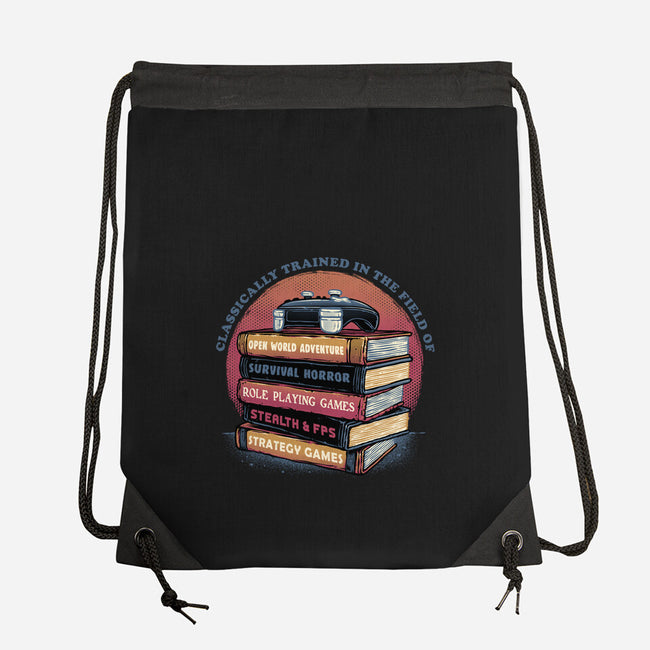 Classically Trained In Video Games-None-Drawstring-Bag-glitchygorilla