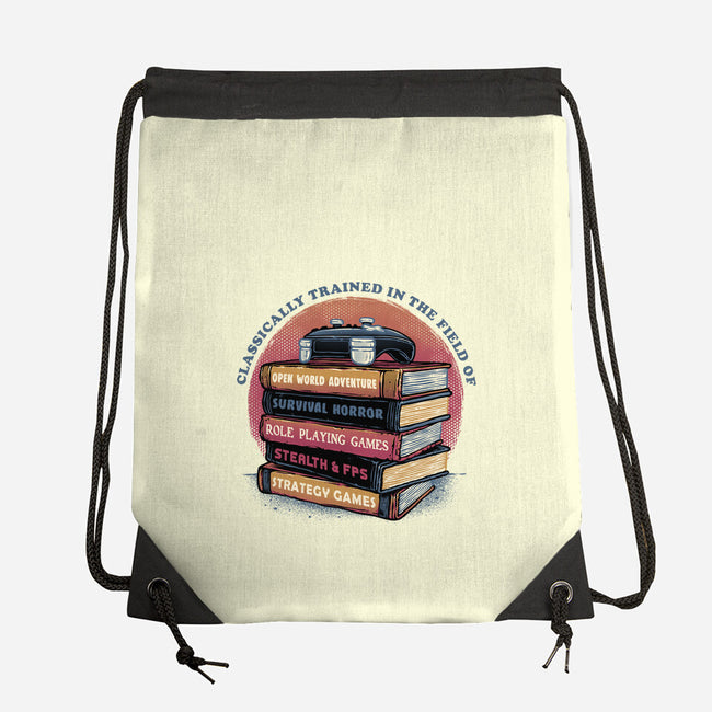Classically Trained In Video Games-None-Drawstring-Bag-glitchygorilla