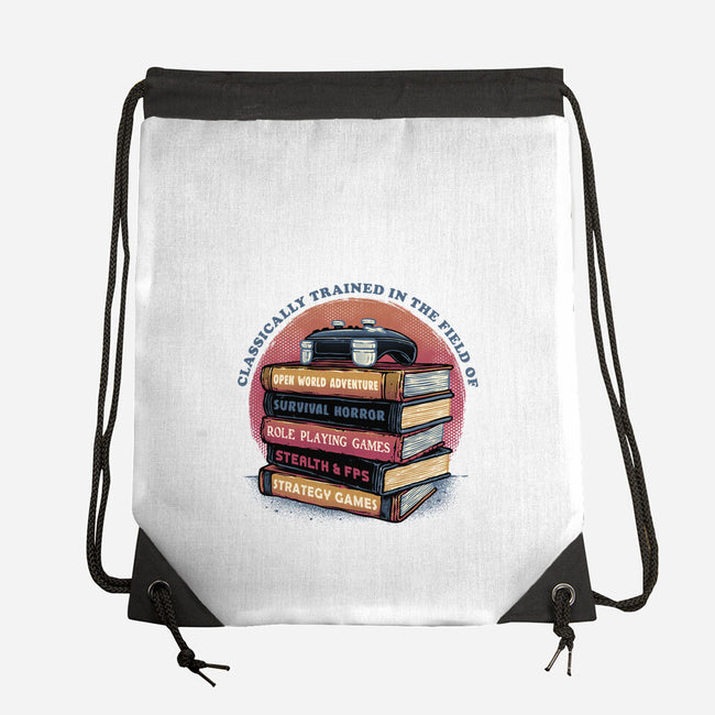 Classically Trained In Video Games-None-Drawstring-Bag-glitchygorilla