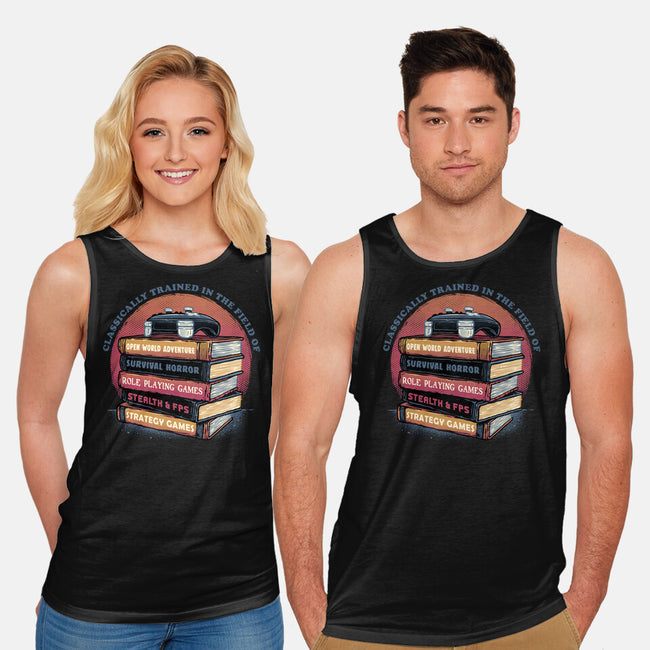 Classically Trained In Video Games-Unisex-Basic-Tank-glitchygorilla
