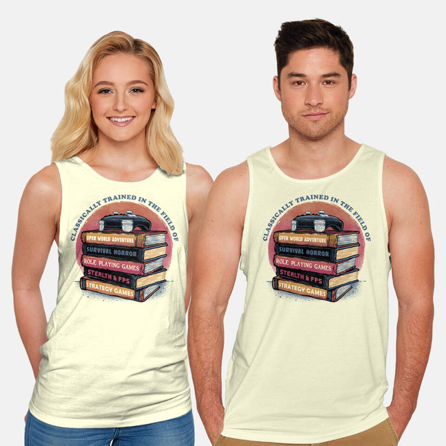 Classically Trained In Video Games-Unisex-Basic-Tank-glitchygorilla