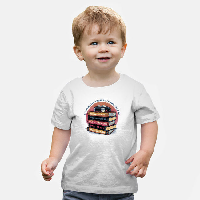 Classically Trained In Video Games-Baby-Basic-Tee-glitchygorilla