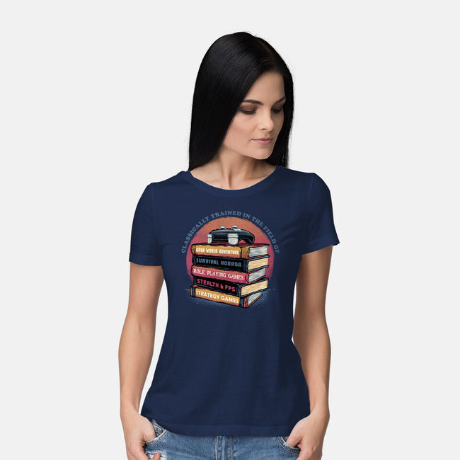 Classically Trained In Video Games-Womens-Basic-Tee-glitchygorilla