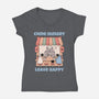 Come Hungry Leave Happy-Womens-V-Neck-Tee-GODZILLARGE