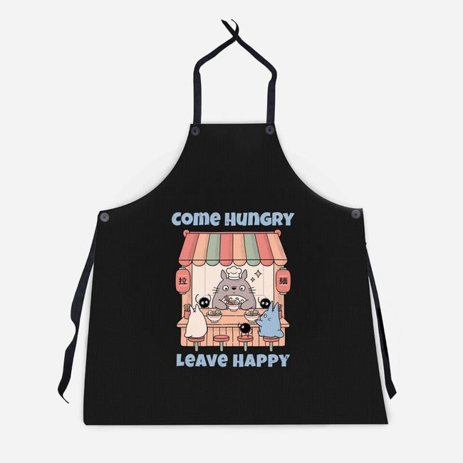 Come Hungry Leave Happy-Unisex-Kitchen-Apron-GODZILLARGE