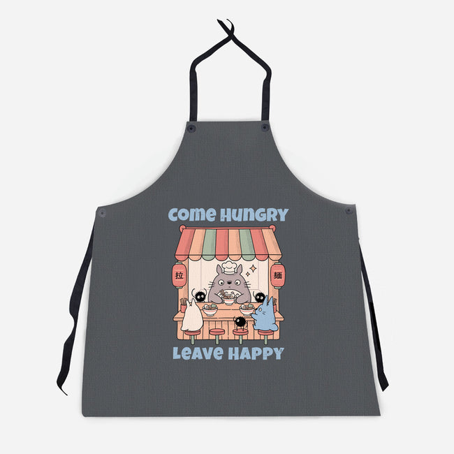 Come Hungry Leave Happy-Unisex-Kitchen-Apron-GODZILLARGE
