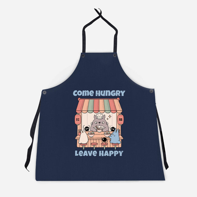Come Hungry Leave Happy-Unisex-Kitchen-Apron-GODZILLARGE