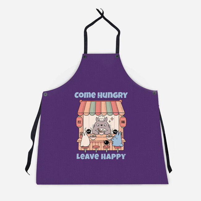 Come Hungry Leave Happy-Unisex-Kitchen-Apron-GODZILLARGE
