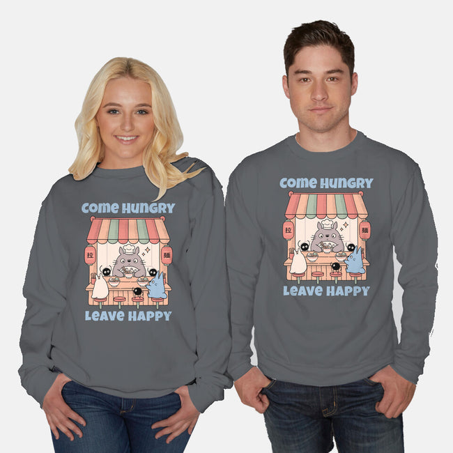 Come Hungry Leave Happy-Unisex-Crew Neck-Sweatshirt-GODZILLARGE