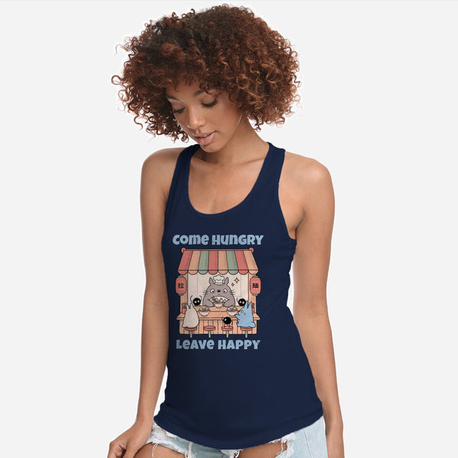 Come Hungry Leave Happy-Womens-Racerback-Tank-GODZILLARGE