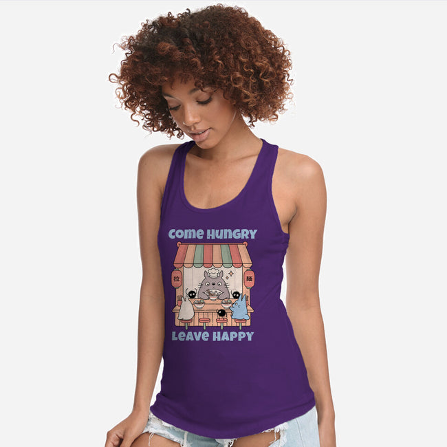 Come Hungry Leave Happy-Womens-Racerback-Tank-GODZILLARGE