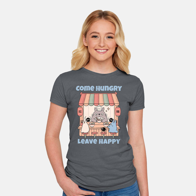Come Hungry Leave Happy-Womens-Fitted-Tee-GODZILLARGE