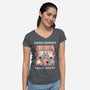 Come Hungry Leave Happy-Womens-V-Neck-Tee-GODZILLARGE