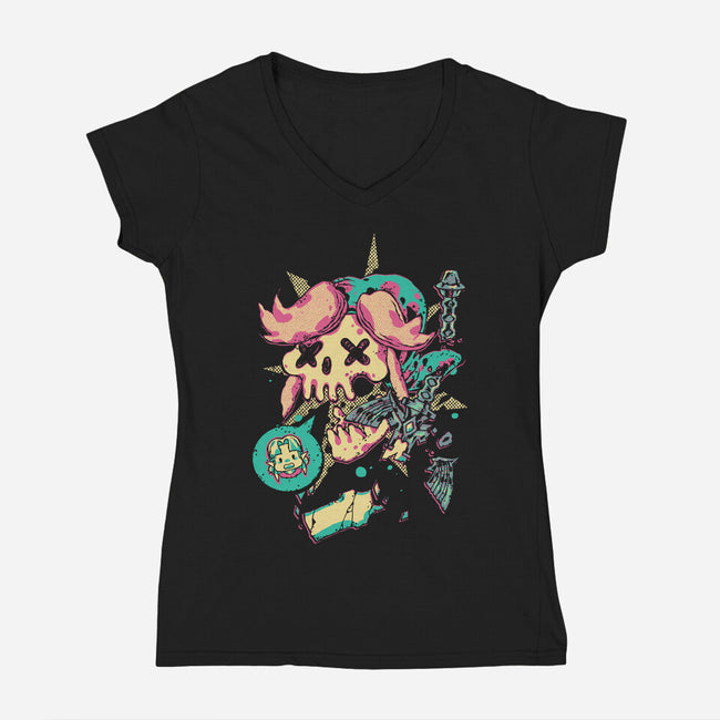 Bad Ending-Womens-V-Neck-Tee-1Wing