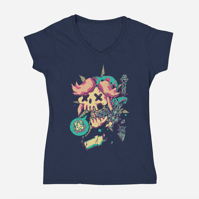 Bad Ending-Womens-V-Neck-Tee-1Wing