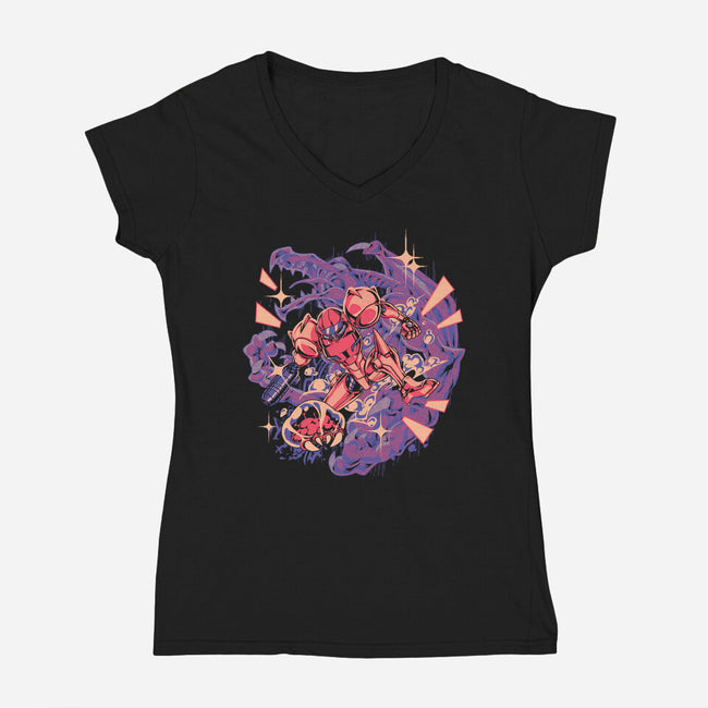Hunter Mess-Womens-V-Neck-Tee-1Wing