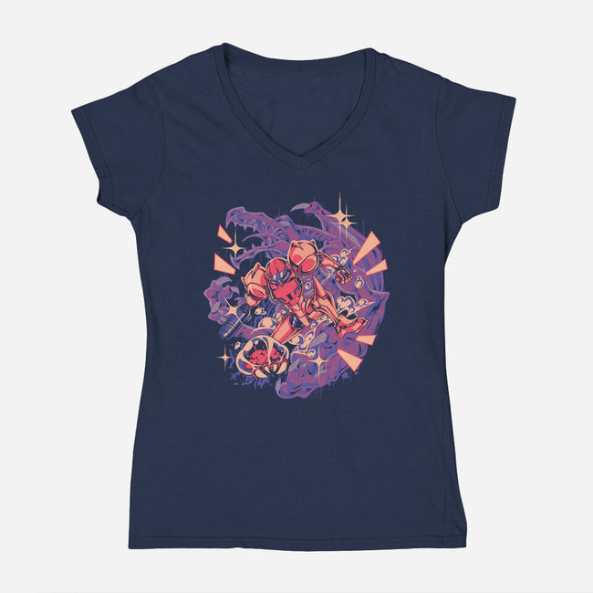 Hunter Mess-Womens-V-Neck-Tee-1Wing