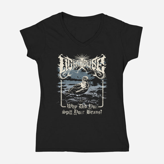 Lighthouse Black Metal-Womens-V-Neck-Tee-Nemons