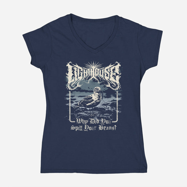 Lighthouse Black Metal-Womens-V-Neck-Tee-Nemons
