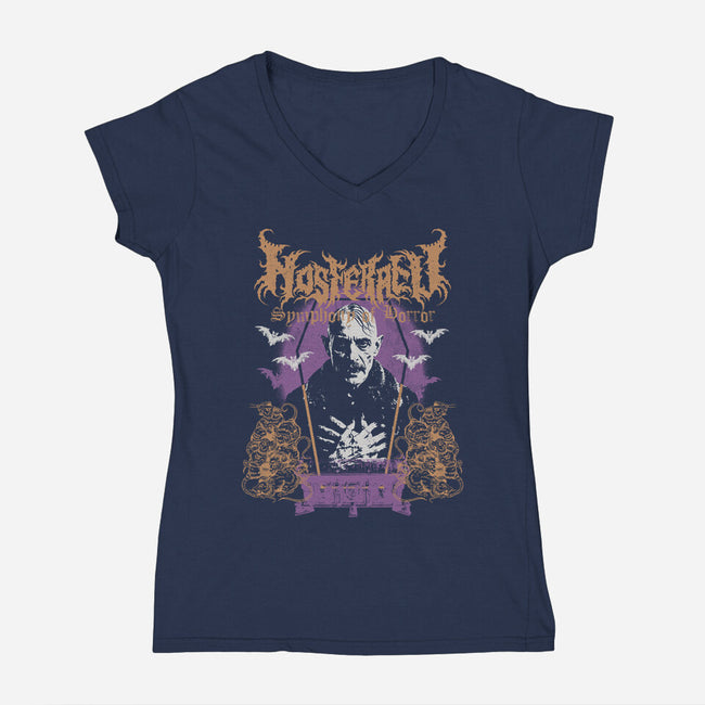 Nosferatu Black Metal-Womens-V-Neck-Tee-Nemons