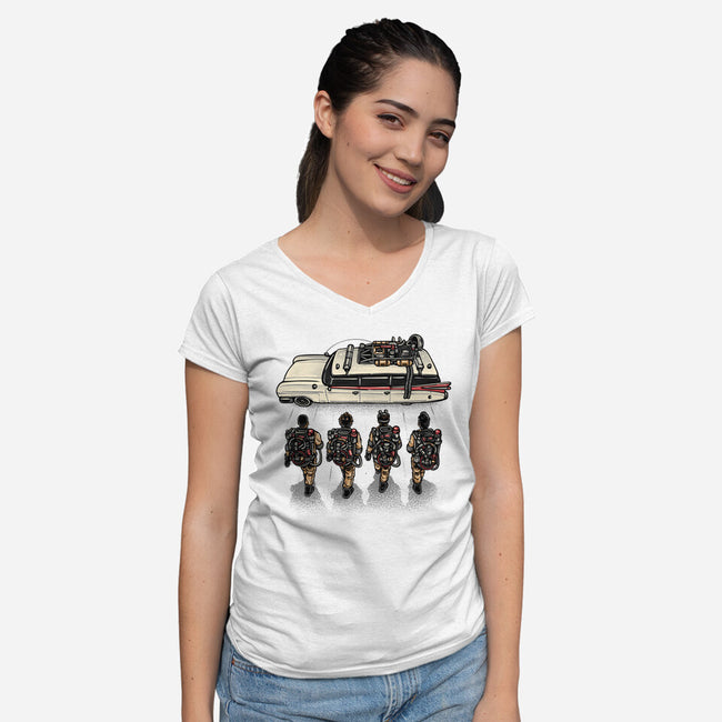 Time To Answer The Call-Womens-V-Neck-Tee-glitchygorilla