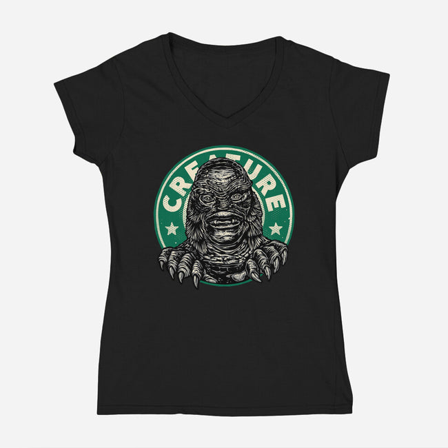 Become The Creature-Womens-V-Neck-Tee-glitchygorilla